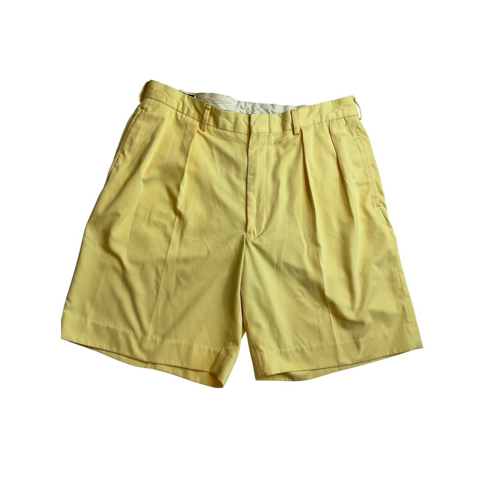 Ralph Lauren Polo Golf Shorts Yellow Pleated Mens Size 36 Peppy‎ Vacation Poly
